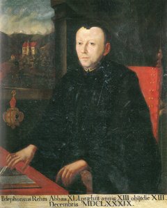 The 41st Abbot, Ildephons Rem (Rehm), with a View of Eggen Castle in the Background